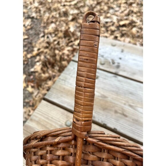 Vintage Brown Wicker Basket Frying Pan/Scoop Figural Kitchen Rustic Decor - Picture 7 of 14